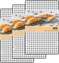 15.8”×9.8” Cooling Rack, 3P Stainless Steel Baking Rack, Oven Safe Cooling Racks for Cooking and Baking, Black Roasting Rack & Wire Rack & Cookie Cooling Rack for Roasting, Grilling, Drying