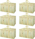 BALEINE 6-Pack Oversized Moving Bags with Reinforced Handles, Heavy-Duty Storage Tote for Clothes, Moving Supplies (Color Strip, 6-Pack)