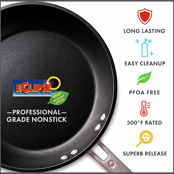 FlamePro™ Rapid Heating 12-Inch Professional Nonstick Aluminum Fry Pan/Skillet by Turbo Pot®, Time-and-Energy Saving Cookware for Gas Stove
