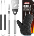 GRILLART Grill Tools Grill Utensils Set - 3PCS BBQ Tools, Stainless Barbeque Grill Accessories -Spatula/Tongs/Fork w/Insulated Glove, Ideal BBQ Set Grilling Tools for Outdoor Grill, Gifts for Men Dad