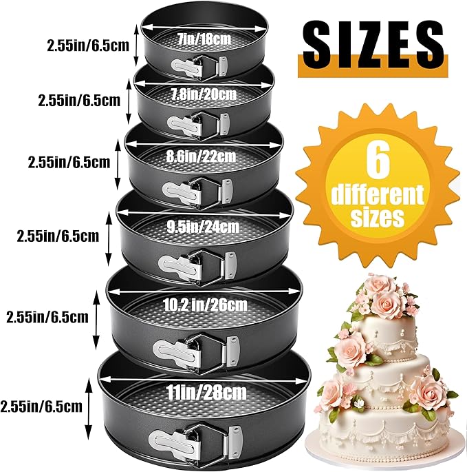6PCS Springform Pan Round Non Stick Cheesecake Pan Durable Cake Baking Pans with Removable Bottom Cake Molds for Baking