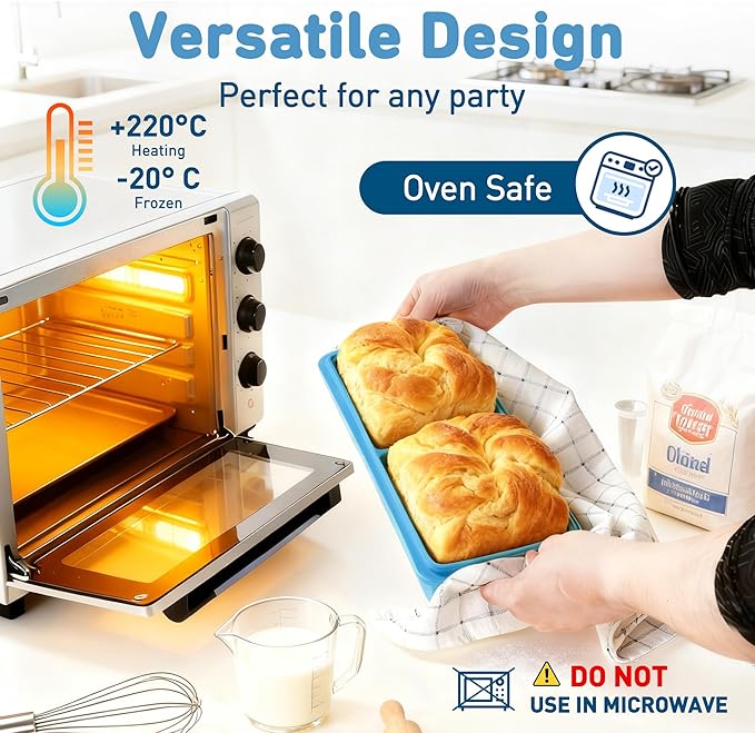 Silicone Freezer Tray with Lid Soup Freezer Container Molds with Steel Reinforced Rim Large Ice Cube Tray Makes 4 Perfect 2 Cup Portions Cubes Storage Food Ice Trays Kitchen Tools for Cooking 2 Pack