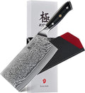 KYOKU Vegetable Cleaver Knife - 7" - Shogun Series - Japanese VG10 Steel Core Forged Damascus Blade - with Sheath & Case