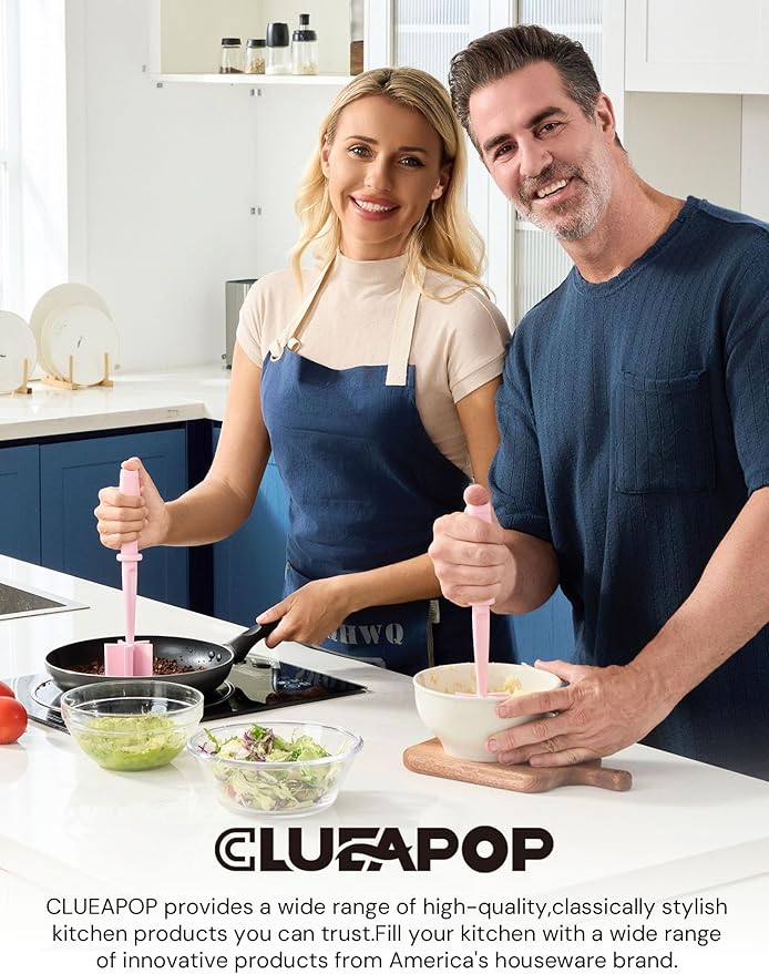 Upgrade Meat Chopper, Heat Resistant Meat Masher for Hamburger Meat, Ground Beef Smasher, Nylon Hamburger Chopper Utensil, Non Stick Mix and Chop, Potato Masher Tool