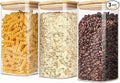 1.6 Qt Square Glass Storage Containers with Lids, Clear Food Storage Container Jar with Sealing Bamboo Lid for Noodles Flour Cereal Rice Sugar Tea Coffee Beans (Square-3Pack)