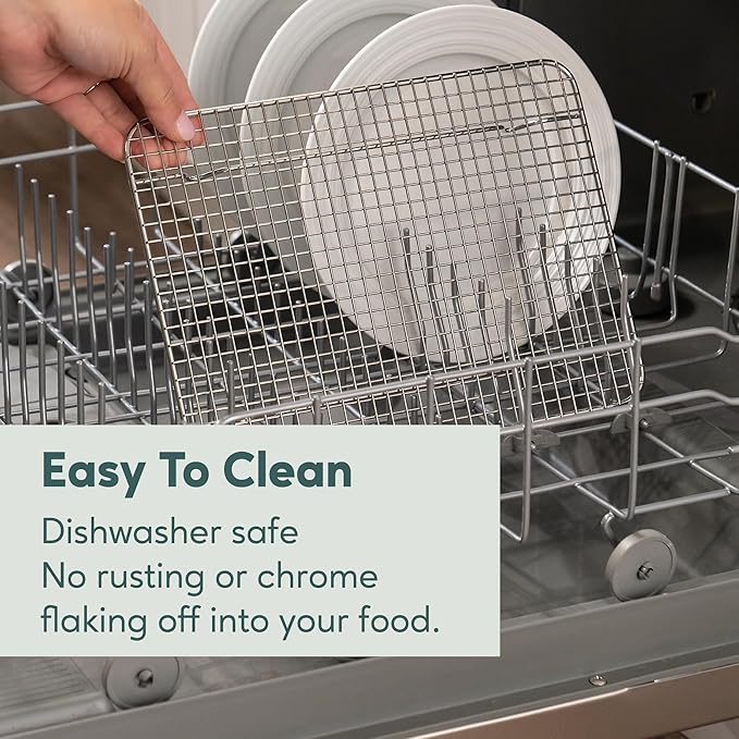 Ultra Cuisine Oven-Safe, Dishwasher-Safe 100% Stainless Steel Cooling & Baking Rack Set - Tight-Wire Bake for Oven Cooking - Heavy Duty - 8.5x12 - Set of 2 - Small Quarter Sheet Pan Cooling Racks