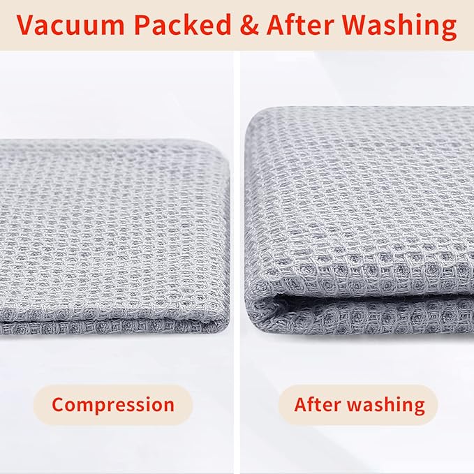 Homaxy 100% Cotton Waffle Weave Kitchen Dish Cloths, Ultra Soft Absorbent Quick Drying Dish Towels, 12 x 12 Inches, 8-Pack, Light Gray