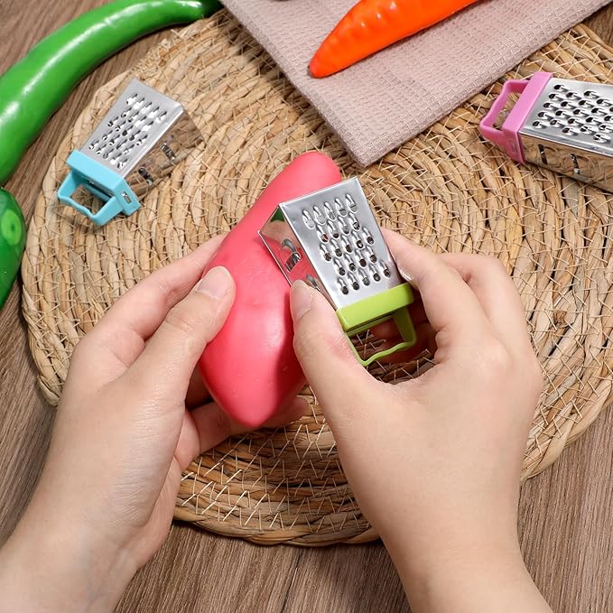 6Pcs Mini Cheese Grater, Stainless Steel Professional Box Grater Efficient Kitchen Small Gadget for Grating Garlic Ginger Vegetable Chocolate Parmesan
