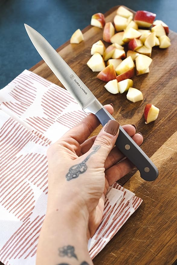 DURA LIVING 2-Piece Premium Kitchen Knife Set - Ultra-Sharp 5" Utility Knife & 3.5" Paring Knife, High Carbon Stainless Steel, Forged for Precision, Multipurpose Cooking Knives with Ergonomic Handles
