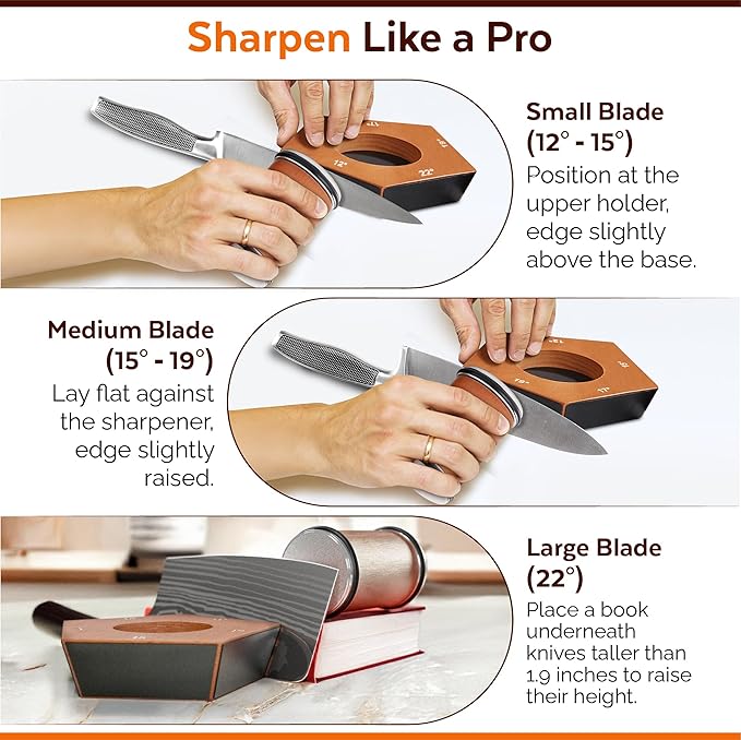 EdgeForge™ Rolling Knife Sharpener Kit - Dual-Grit Diamond & Ceramic Wheels - 5-Angle Magnetic Guide from 12-22 Degrees - Premium Beech Wood - Knife Sharpening Kit for Kitchen, Chef & Pocket Knives