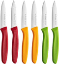 Paring Knife Fruit Knife Set (6 Pieces), Ultra Sharp Stainless Steel Vegetable and Fruit Knife with PP Plastic Ergonomic Handle for Cutting Fruits and Vegetables,Red/Orange/Green