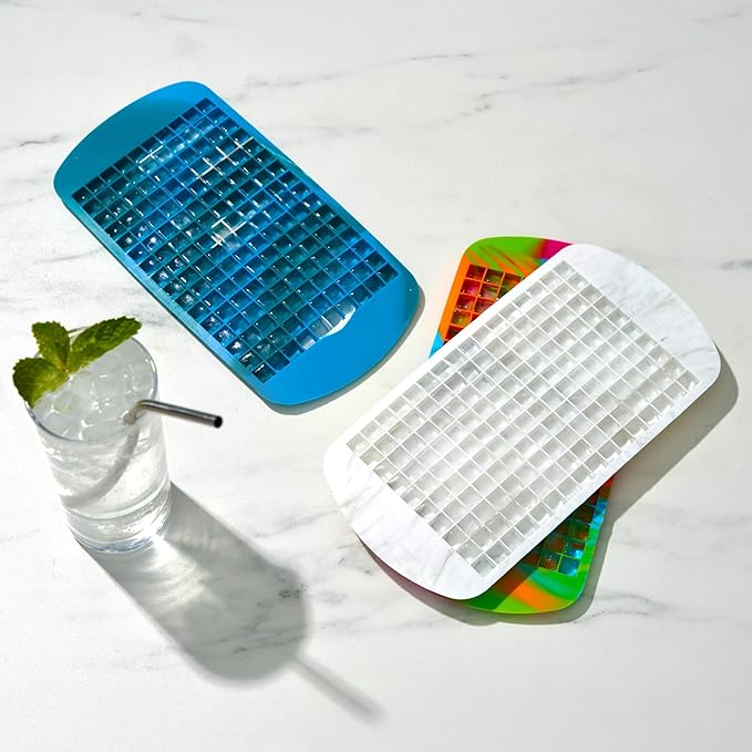 Host Mini Ice Cube Tray, Makes 160 Cubes, Durable Silicone Trays, Perfect for Cocktails, Whiskey, Bourbon, Margarita, Mojito, Iced Coffee, Home Kitchen Essentials, Set of 1, Marble