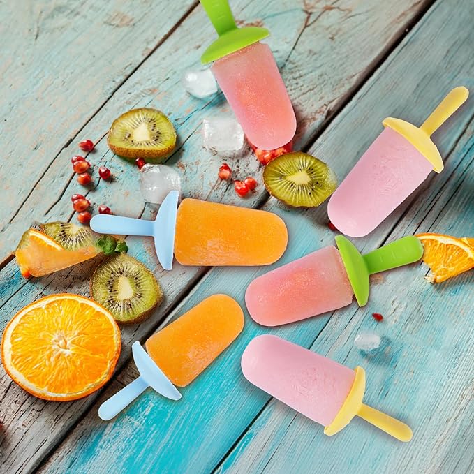Miaowoof Silicone Popsicles Molds for Toddlers, 8-Cavity Non-BPA Premium Silicone Small Popsicle Molds, Ice Pop Mold with 8 Colorful Reusable Sticks for Kids (Pink)
