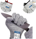 Dowellife Cut Resistant Gloves Food Grade Level 5 Protection, Safety Kitchen Cuts Gloves for Oyster Shucking, Fish Fillet Processing, Mandolin Slicing, Meat Cutting and Wood Carving. (Small-2 Pairs)