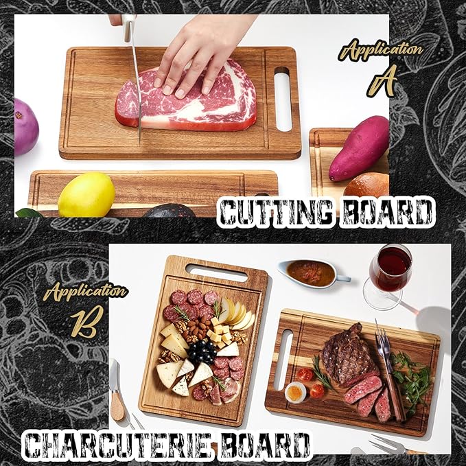 Nuenen 40 Pcs Bulk Wood Cutting Board with Handle 12 x 7.8 Inch Acacia Bamboo Wooden Kitchen Serving Chopping Boards for Pizza, Bread, Charcuterie, Fruit, Vegetables (Acacia)