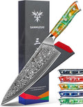 Chef Knife - 8 inch - Xuan Series - VG10 Damascus Steel Kitchen Knife - Resin Handle (Fantasy Orange)
