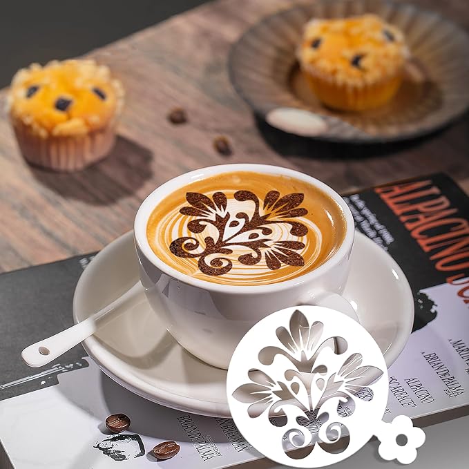 Mandala Coffee Stencils Reusable - 25 Pcs Flower Stencils for Cookies Sourdough Bread Decor, Rangoli Mandala Baking Templates