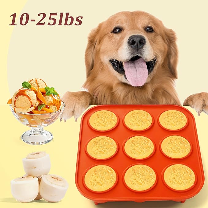9-Cavity Silicone Frozen Dog Treat Mold for Woof Pupsicle & Power Chewer Pupsicle Small 10-25lbs,Reusable Frozen Dog Treat Tray Mold for Pupsicle Toy