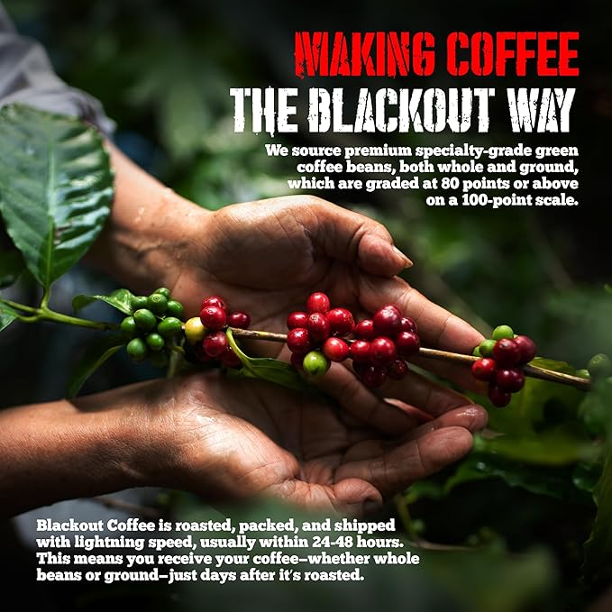 Blackout Coffee Climax Amaretto, Irish Cream & Kahlua Flavored Ground Coffee – Medium Roast, Smooth Taste, Guilt-Free Indulgence – Freshly Roasted 12oz Bag, American Made
