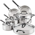 KitchenAid 5-Ply Clad Polished Stainless Steel Cookware Pots and Pans Set, 10 Piece