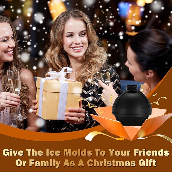4 Pack Golf Ball Ice Cube Mold 2.5 Inch Large Silicone 3D Golf Ball Ice Cube Molds Novelty Golf Ball Cube Molds Christmas Gifts for Cocktails, Bourbon,Brandy, Whiskey (4, Golf Ball)
