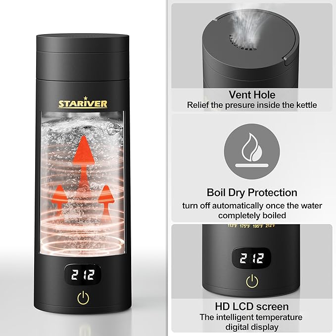 Travel Electric Kettle, Portable Small Electric Kettle for Tea Coffee, Hot Water Kettle with 4 Temperature Controls and Keep-warm, 304 Stainless Steel Auto Shut-Off & Boil Dry Protection