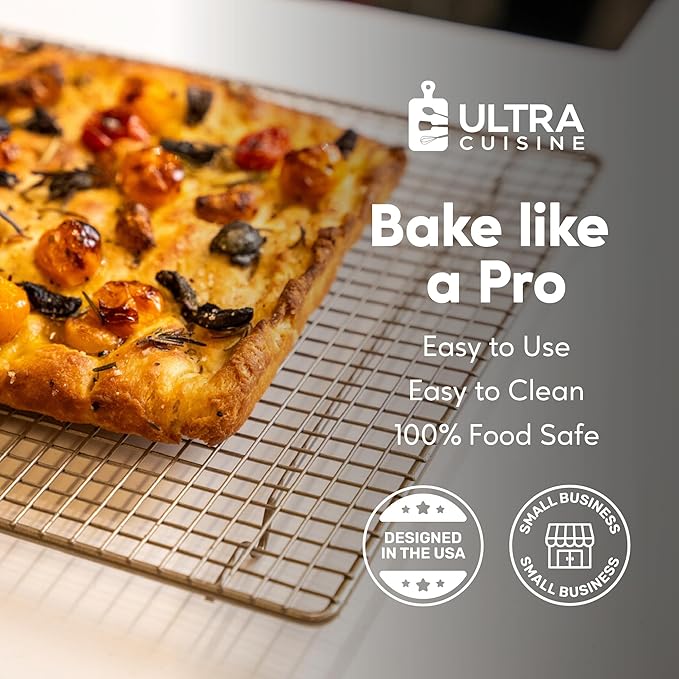 Ultra Cuisine Heavy Duty Cooling Rack for Cooking and Baking - Professional Grade Premium100% Stainless Steel Baking Rack & Wire Cooling Mesh for Roasting & Grilling - Dishwasher Safe - 11.5" x 16.5"