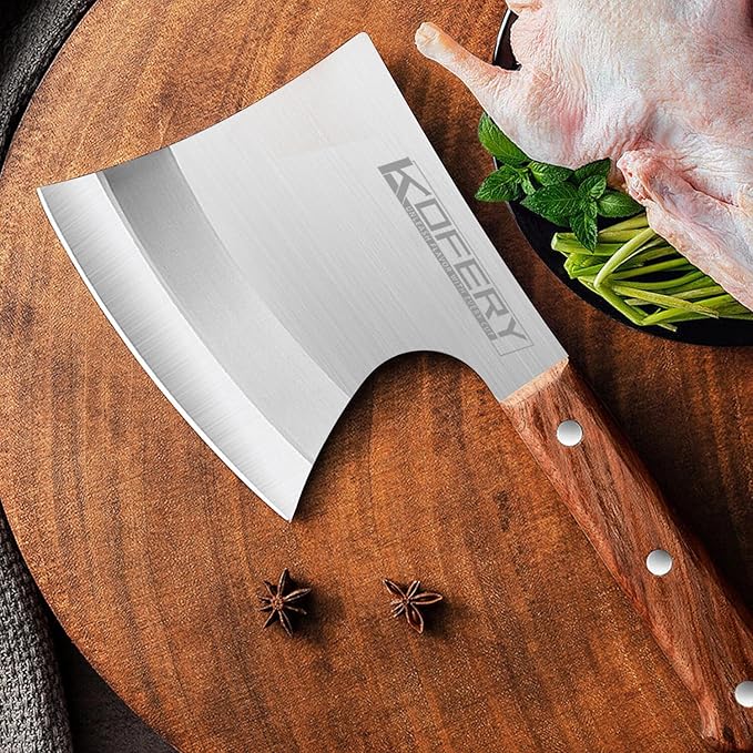 KOFERY 6.5" Meat Cleaver Knife - Heavy Duty Bone Chopper, Axe Bone Breaker with Pear Wood Handle, Butcher Knife for Kitchen and Restaurant