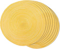 FunWheat Round Braided Placemats Set of 8 Place mats for Dining Tables Woven Heat Resistant Table Mats 15 inch(E Yellow, 8pcs)
