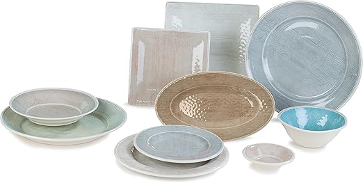 Carlisle FoodService Products Grove Reusable Plastic Plate Dinner Plate with Wide Rim for Home and Restaurant, Melamine, 11 Inches, Smoke, (Pack of 12)