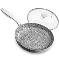 MICHELANGELO 8 Inch Frying Pan with Lid, Ultra Nonstick Small Fry Pan with Granite Interior, Granite Stone Skillet 8 Inch Nonstick, Egg Pans for Cooking, Oven Safe, Induction Compatible