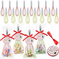 16 Sets 10 Inch Christmas Whisks Gifts DIY Fillable Christmas Tree Ornaments Xmas Colored Silicone Whisks for Cooking Heat Resistant Egg Beaters with Card Rope Bag for Candy Holder