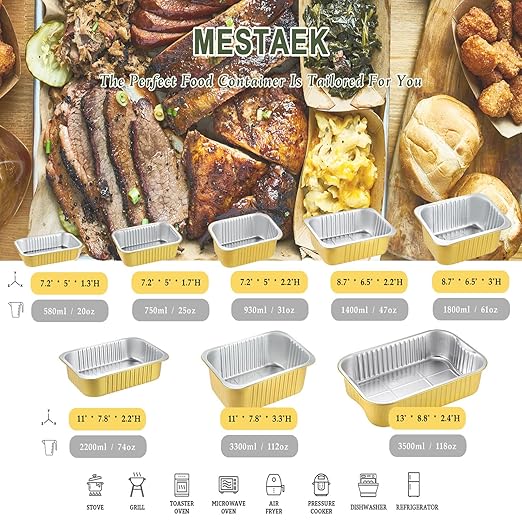 Aluminum Pans 6"x4 "with Lids (5 Pack) - Thicker Heavy Duty Reusable Foil Tins - Microwavable Multi-Use Pan, Pot, Container - Disposable Sturdy Pans for Cooking, Heating, Storing, Prepping Food