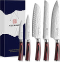 KEEMAKE Knife Set 5 Pieces, Professional Kitchen Knife Set, High Carbon Stainless Steel Chef Knife Set, Ultra Sharp Blade Knives Set for Kitchen with Ergonomic Pakkawood Handle & Gift Box