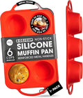 Regular Size 6 Cup Silicone Muffin Pans for Baking - Non-Stick Silicone Cupcake Pans, Easy-Release, Metal Handles, BPA-Free, Dishwasher & Oven Safe, Even Baking Muffin Tray