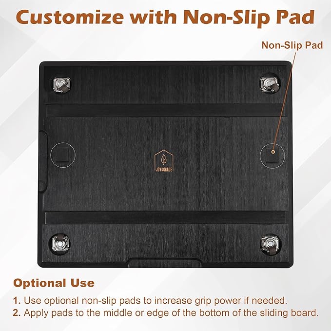 Joy&Grace Appliance Slider for Kitchen Appliances 360° Rolling Sliding Tray for Coffee Maker Countertop, Bamboo Coffee Pot Slider Rolling Tray with Universal Rollers (Black, Large 16"x13")