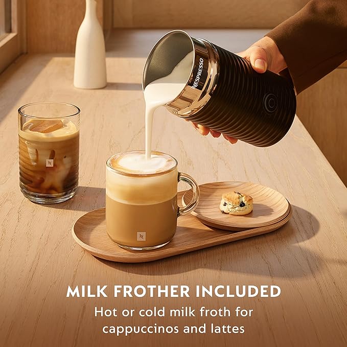 Nespresso Vertuo Next Coffee and Espresso Maker by Breville, with Aeroccino Milk Frother, Light Grey