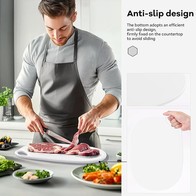 Li&Zhao Plastic Cutting Boards for Kitchen - Chopping Board Small Cutting Board for Meat Cutting Mats for Kitchen Cooking(White)