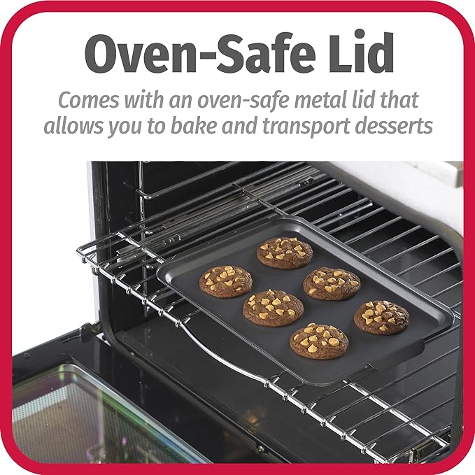 GoodCook Everyday Baking Pan with Metal Lid Nonstick Warp-Resistant Heavy-Gauge Steel Construction Even-Heating Oblong Cake Pan with Solid Oven-Safe Cover, 9x13-Inch, Gray