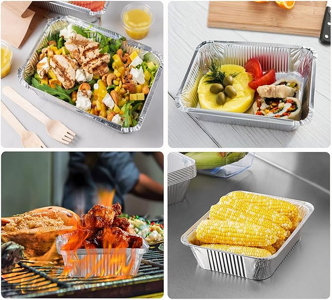 Notwoe® Disposable Aluminum Pans with Lids, 10x7.5 and 7.3x5.3 Square 6.9x4.3 Square Combo Set, Disposable Baking and Cake Pan. (55 Pack W-Lids)