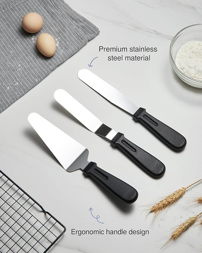 Puroma Cake Turntable, 12'' Aluminium Alloy Cake Stand, Cake Decorating Kit with 3 Icing Spatulas and 4 Icing Combs, Cake Decorating Supplies for Cake, Cupcake, Desserts