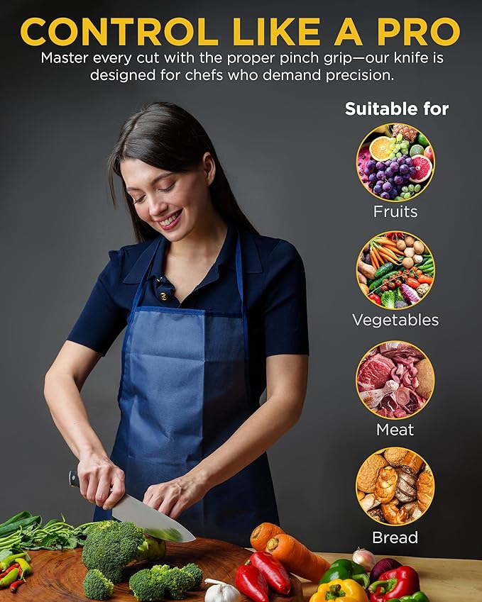 Guilfoyle Chef Knife 8 Inch – Stainless Steel Kitchen Knife with Ergonomic Handle & Full Tang – Cooking Gifts for Home Chefs – Gift Box Included
