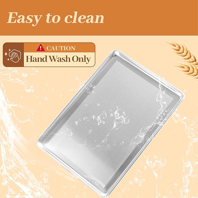 12 Pack Full Size Baking Sheet Pans Perforated, Aluminum Commercial Cookie Sheets Non-Stick, 26"x18"