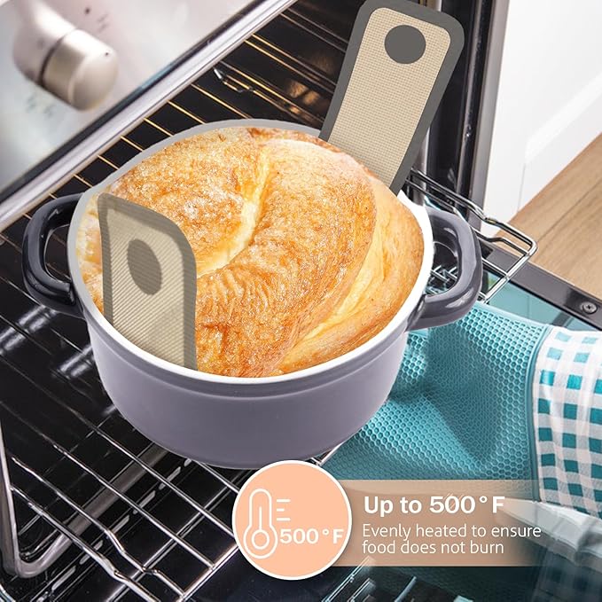 Silicone Bread Sling Oval and Round, 2 PCS Nonstick＆Reusable Bread Baking Mats, Easy-To-Clean Dutch Oven Liners, Sourdough Bread Baking Supplies (2Pack Round, Gray)