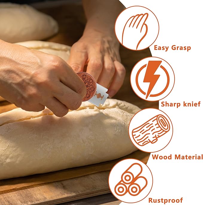 UFO Bread Lame Cutter for Homemade Sourdough,Bread Scorer Tool for Sourdough with 5 Blades and Storage Cover,Slashing Tool Bread Cutting Knife for Artisan Bread and Makers (Circle-brown)