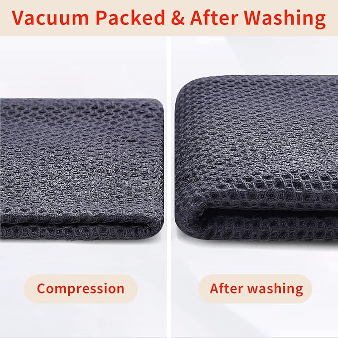 Homaxy 100% Cotton Waffle Weave Kitchen Dish Towels, Ultra Soft Absorbent Quick Drying Cleaning Towel, 13 x 28 Inches, 6-Pack, Dark Grey