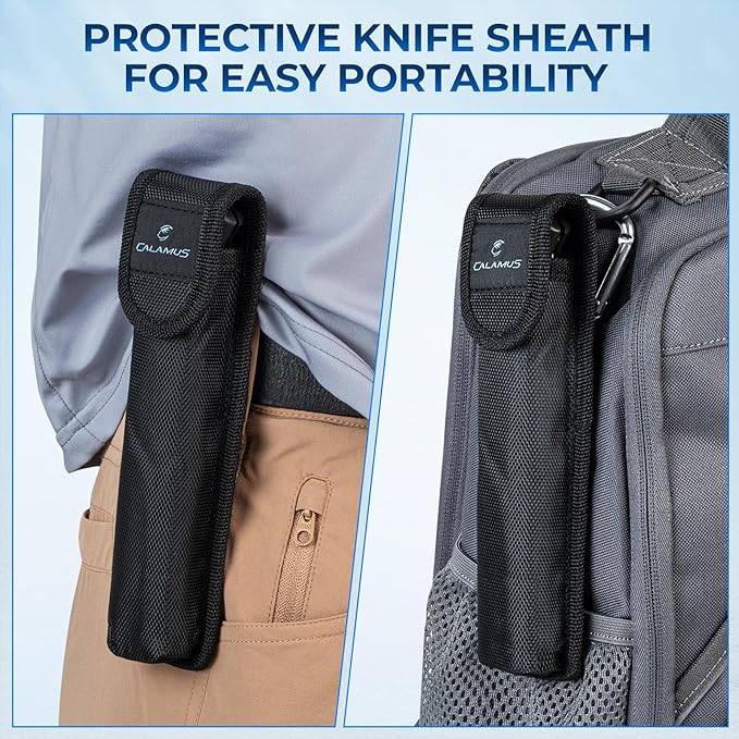 Calamus Folding Fillet Knife, Fishing Knife, G4116 German Stainless-Steel, Ultra-Sharp, Flexible & Corrosion-Resistant Blade, Non-Slip Handle, Lockback Design, Fishing Gear, Fishing Gifts for Men