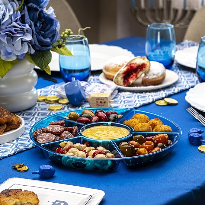 Plasticpro 6 Sectional Round Plastic Serving Tray/Platter (2, Blue)