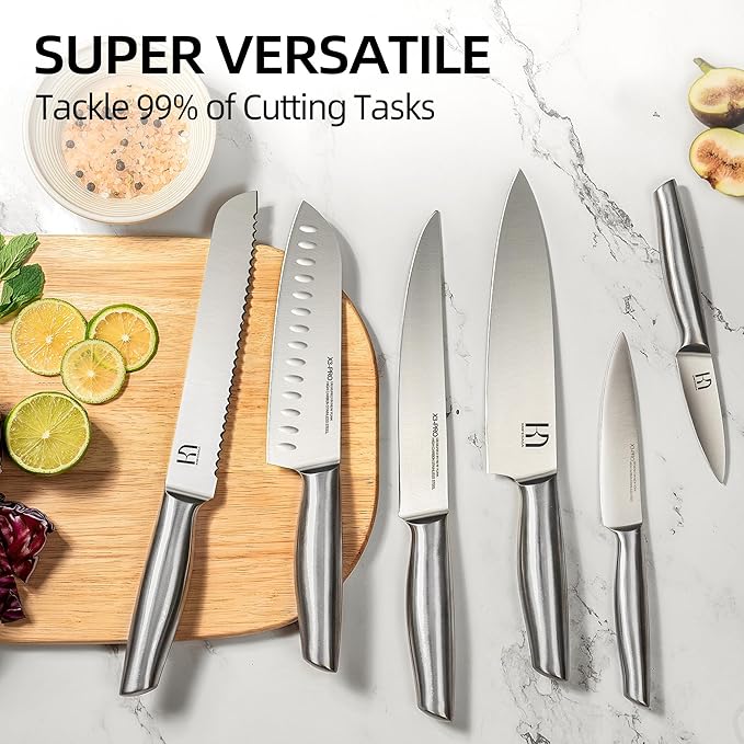 Knife Set, Premium Knife Block Set for Kitchen 14 Pcs UltraSharp Japanese High Carbon Stainless Steel with Block and Built-in Sharpener, Kitchen Knives Set with Non-serrated Steak Knives