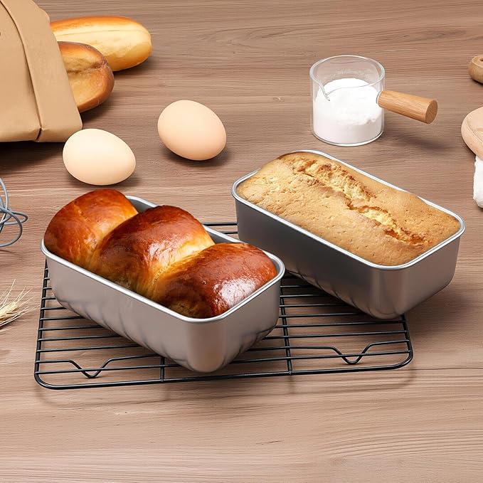 LIANYU 6 Pack Mini Loaf Pan Tins for Baking Bread, 6.3 x 3.5 Inch Stainless Steel Small Bread Loaf Pan for Homemade Meatloaf, Tin Loaf Baking Pan Perfect for Banana Sourdough Sandwich, Dishwasher Safe